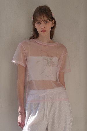 [25MID CAPSULE] ROSE MESH T-SHIRT (LIGHT PINK)