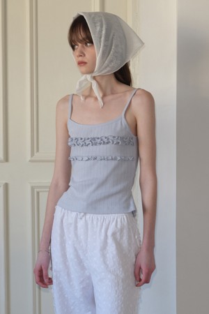 [25MID CAPSULE] FRILL RIBBON TANK TOP (LIGHT BLUE)