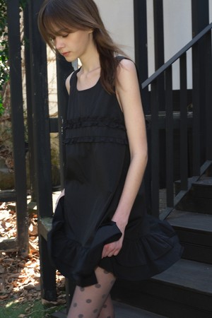[25MID CAPSULE] MIXED FRILL MINI ONE PIECE (BLACK)