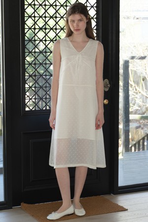[25MID CAPSULE] POLKA DOT CHIFFON DRESS (CREAM)