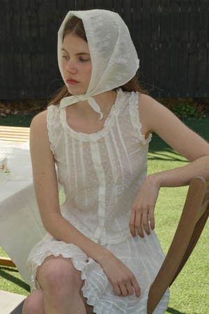 [25MID CAPSULE] LACE LABEL BONNET (WHITE)