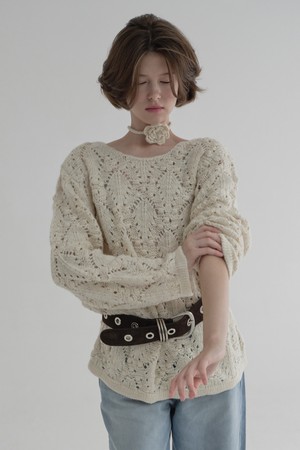 [25FW] CORSAGE POINTELLE PULLOVER (IVORY)