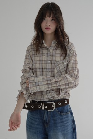 [25FW] FRILL CHECK SHIRT (BEIGE)