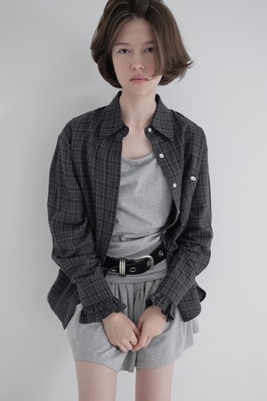 [25FW] FRILL CHECK SHIRT (BLACK)