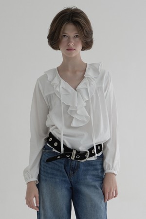 [25FW] RUFFLE STRAP BLOUSE (WHITE)