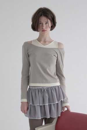 [25FW] LAYERED CUTOUT T-SHIRT (LIGHT GREY)
