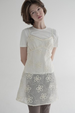 [25FW] FLORAL LAYERED ONE-PIECE (CREAM)