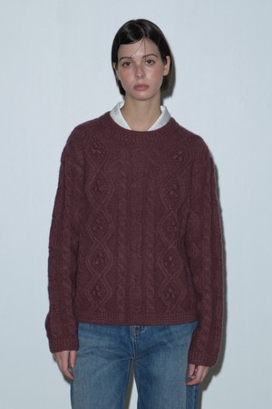 [25WINTER] ARGYLE POMPOM KNIT (PURPLE)