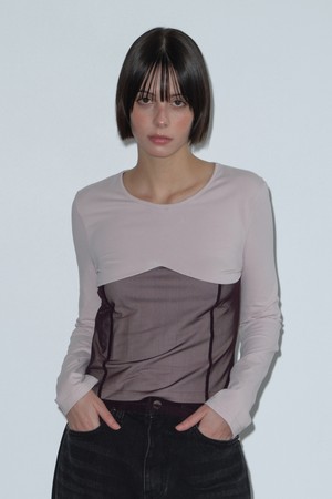 [25WINTER] MESH LAYERED T-SHIRT (PURPLE)