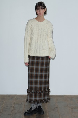 [25WINTER] FRILL MAXI SKIRT (BROWN)