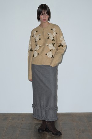 [25WINTER] FRILL MAXI SKIRT (GREY)