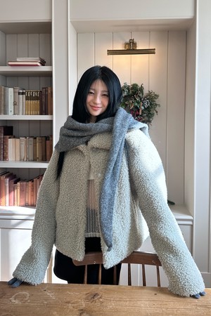 [25HOLIDAY] BOUCLE HIDDEN SNAP FUR JACKET (MINT)