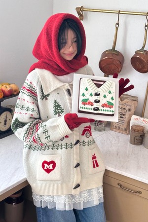 [25HOLIDAY] TREE COWICHAN KNIT CARDIGAN (IVORY)