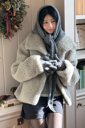 [25HOLIDAY] ROSE EMBROIDERY MUFFLER (CHARCOAL)