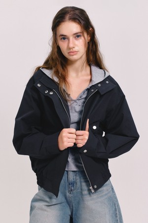 [26SPRING] COTTON BOMBER JACKET (CHARCOAL)