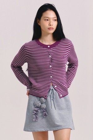 [26SPRING] LOGO STRIPE CARDIGAN (PURPLE)