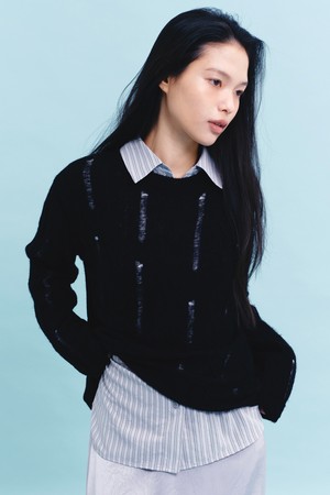[26SPRING] CABLE DAMAGE PULLOVER (BLACK)