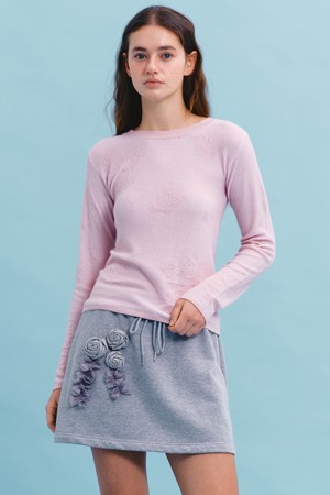 [26SPRING] ROSE CORSAGE FRILL SKIRT (MELANGE)