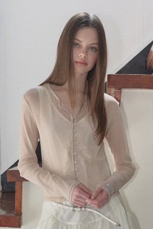 [26MID CAPSULE] SHEER SLIM CARDIGAN (PEACH)