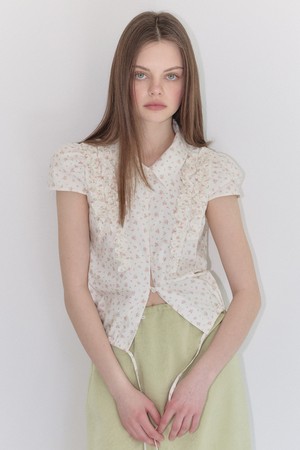 [26MID CAPSULE] FRILL MIXED BLOUSE (CREAM)