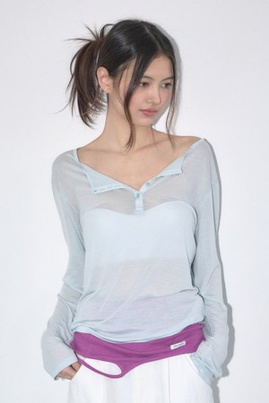 [26MID CAPSULE] HENRY NECK LONG SLEEVE TOP (MINT)