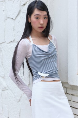 [26SUMMER] STRIPE HALTER TOP (BLUE)