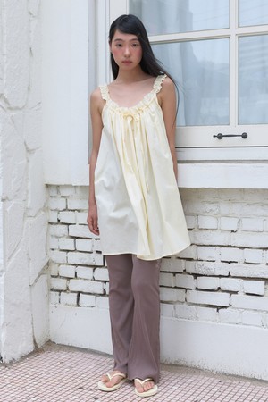 [26SUMMER] STRING SHIRRING ONE-PIECE (LIGHT YELLOW)