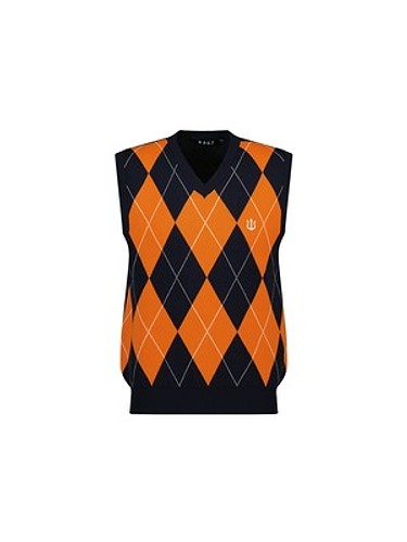 V-Argyle Knit Vest-UㅣUnisex-a