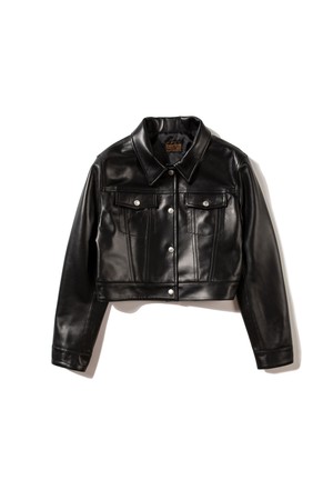 [LAMBSKIN] SHORT TRUCKER JACKET