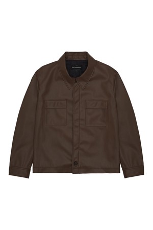 [ECO LEATHER] SHIRTS JACKET (BROWN)