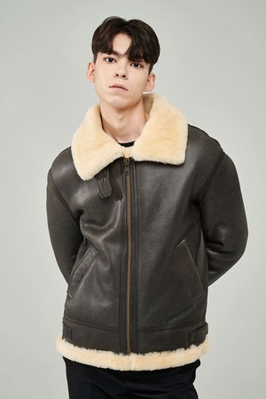 B-3 REAL MOUTON JACKET (BROWN)