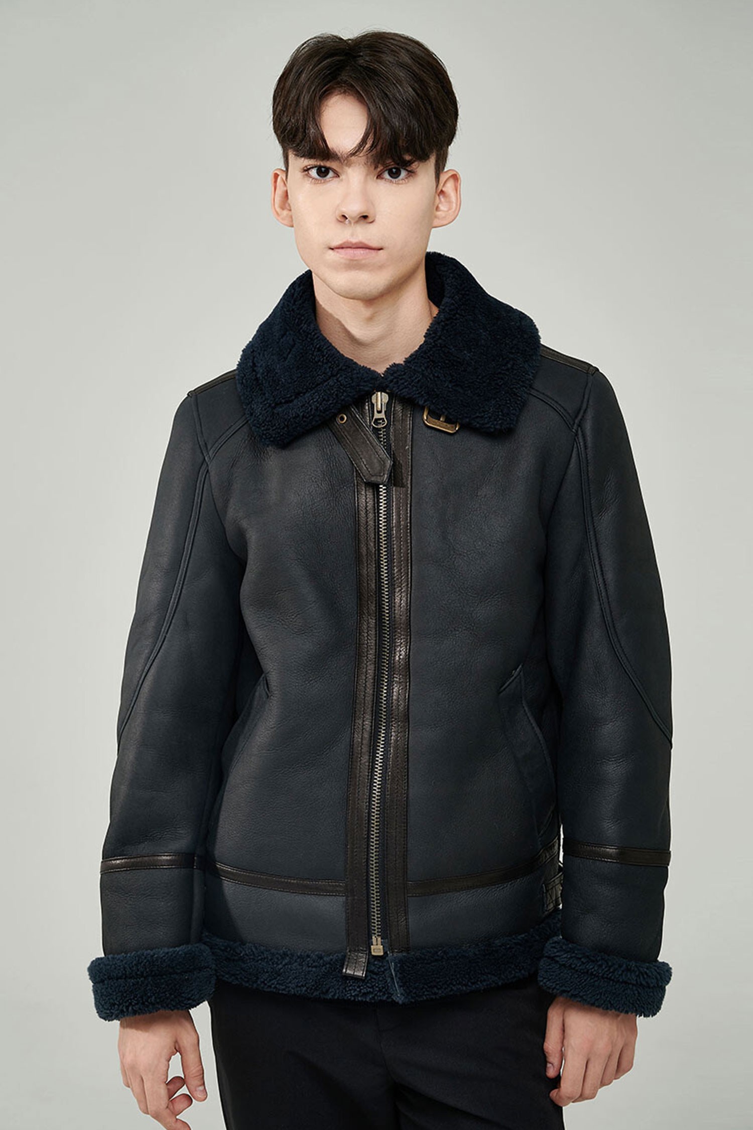 B-3 REAL MOUTON JACKET (NAVY)_DREAMWORLD