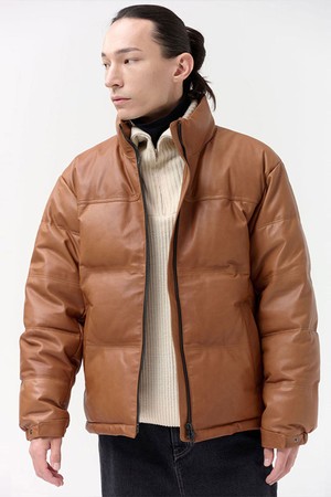 [LAMBSKIN] LEATHER GOOSE-DOWN PADDING (BROWN)