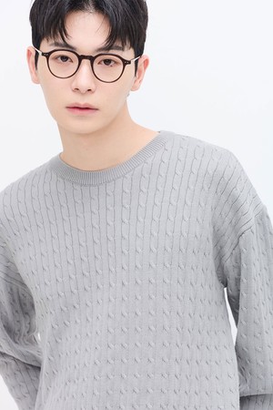 케이블 라운드 니트 (그레이)