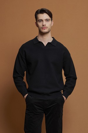 울혼방 오픈 카라 니트 M-QNIT57