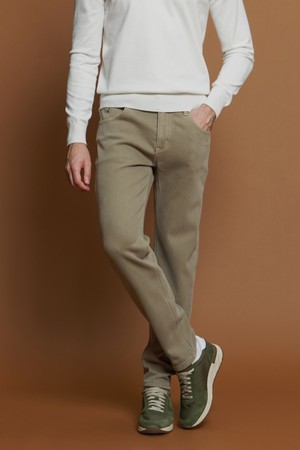 베이지 자수 포인트 기모 데님 팬츠 M-GJEAN83