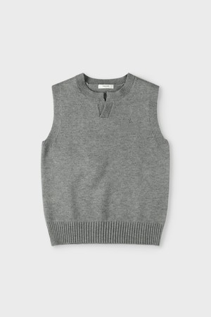 멜란지 오픈형 카라 베스트 M-QNIT63