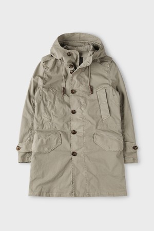 [리퍼브] 가먼트다잉 롱 후드 야상 M-QBBY50