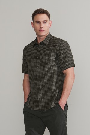 시어서커 체크 반소매 셔츠 D-RCSH07