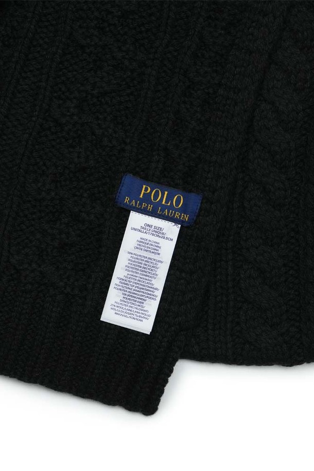 RALPH LAUREN - 스카프/마스크 - 폴로 랄프로렌 케이블 베어 머플러 블랙 PC1036-001