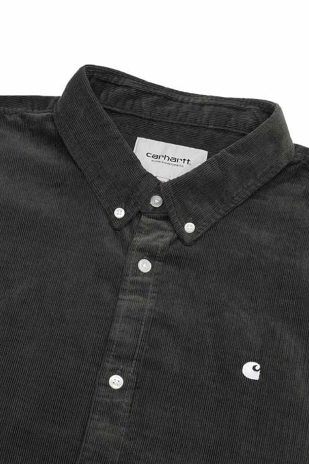 Carhartt - 긴팔셔츠 - 칼하트 MADISON CORD SHIRT STORMCLOUD / WHITE I030580-11B