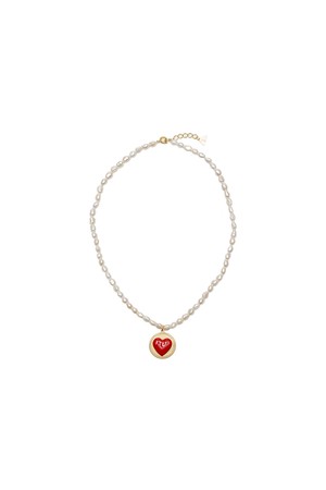 윌헬미나 가르시아 HEART AND PEARL DATING NECKLACE / HRT024-RED