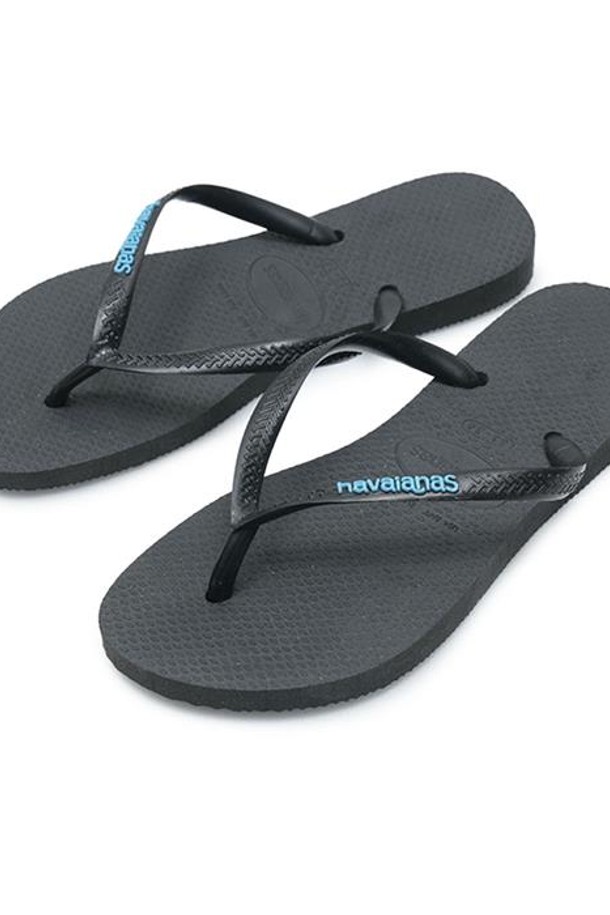 HAVAIANAS - 샌들/슬리퍼 - 하바이아나스 슬림 로고 팝업 블랙블루 4119787-0009