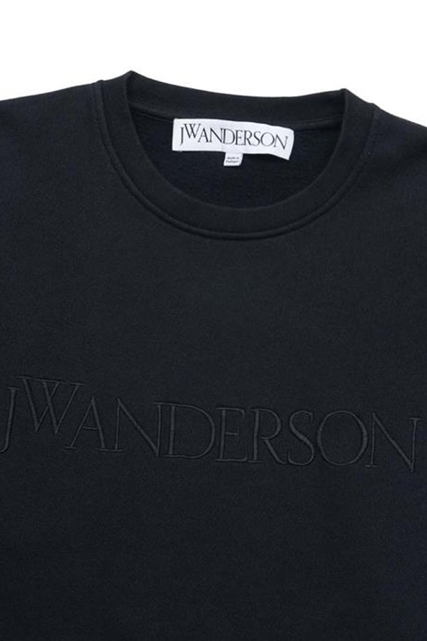 JW ANDERSON - 스웨트셔츠 - JW 앤더슨 남여공용 로고 앰브로이드 맨투맨 블랙 JW0103-PG1390-999