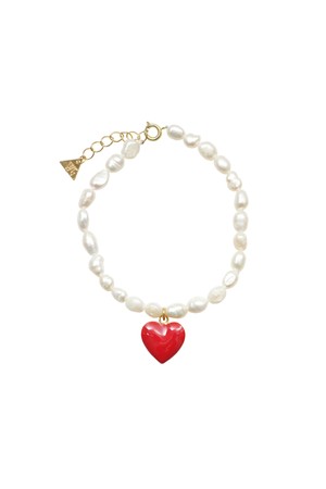 윌헬미나 가르시아 HEART AND PEARL DATING DATING BRACELET/ HRT025-RED