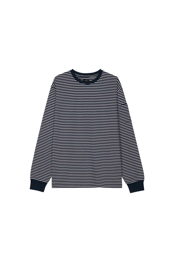 NEEDLES - 반팔티셔츠 - 니들스 남성 L/S 크루넥 티셔츠 네이비/화이트 PU295-B-NAVY/WHITE