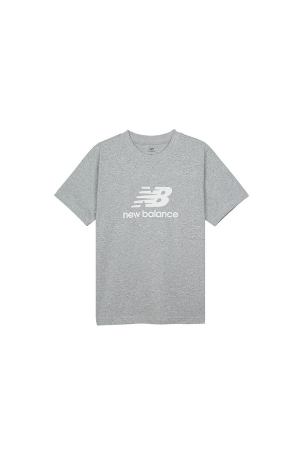 NEW BALANCE - 반팔티셔츠 - 뉴발란스 스택드 로고 티셔츠 그레이 MT41502AG