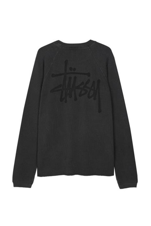 STUSSY - 긴팔티셔츠 - 스투시 래글런 써멀 롱슬리브 워시드 블랙 1140356-0034