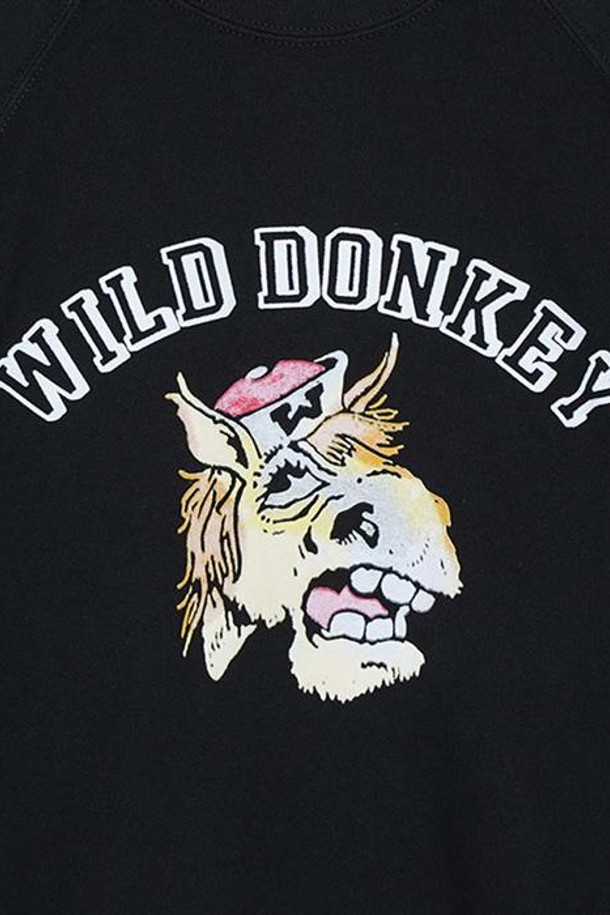 WILD DONKEY - 스웨트셔츠 - 와일드동키 남여공용 FR-DONKEY 맨투맨 블랙 FR-DONKEY