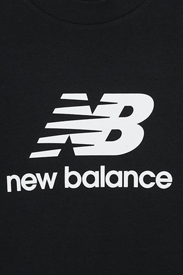 NEW BALANCE - 반팔티셔츠 - 뉴발란스 스택드 로고 티셔츠 블랙 MT41502BK